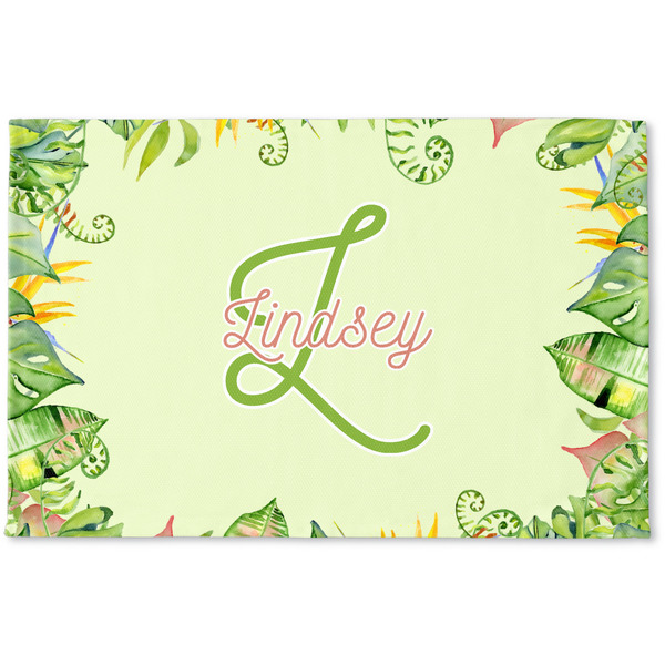 Custom Tropical Leaves Border Woven Mat (Personalized)
