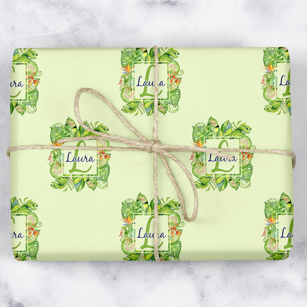 Custom Tropical Leaves Border Wrapping Paper (Personalized)
