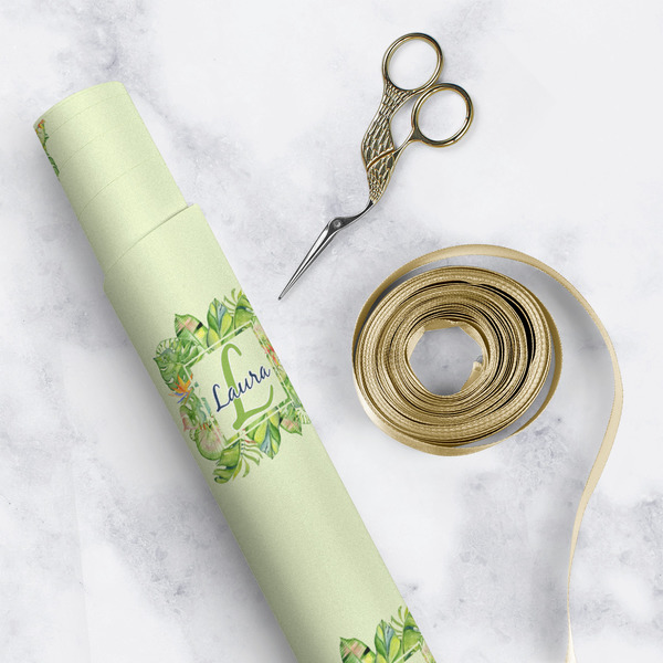 Tropical Leaves Border Wrapping Paper Roll - Matte - In Context