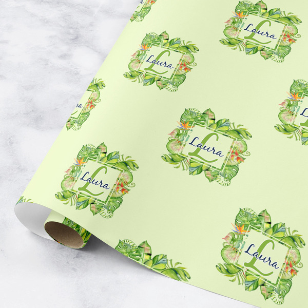 Custom Tropical Leaves Border Wrapping Paper Roll - Small (Personalized)