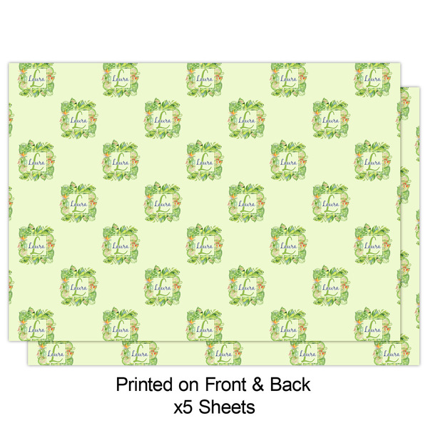 Tropical Leaves Border Wrapping Paper Sheet - Double Sided - Front