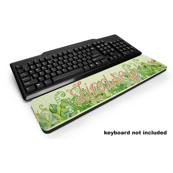 Custom Tropical Leaves Border Keyboard Wrist Rest (Personalized)