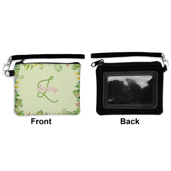 Tropical Leaves Border Wristlet ID Cases - Front & Back