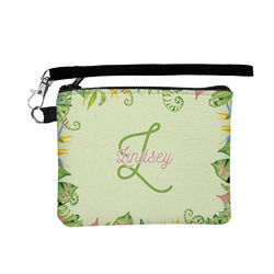 Tropical Leaves Border Wristlet ID Case w/ Name and Initial