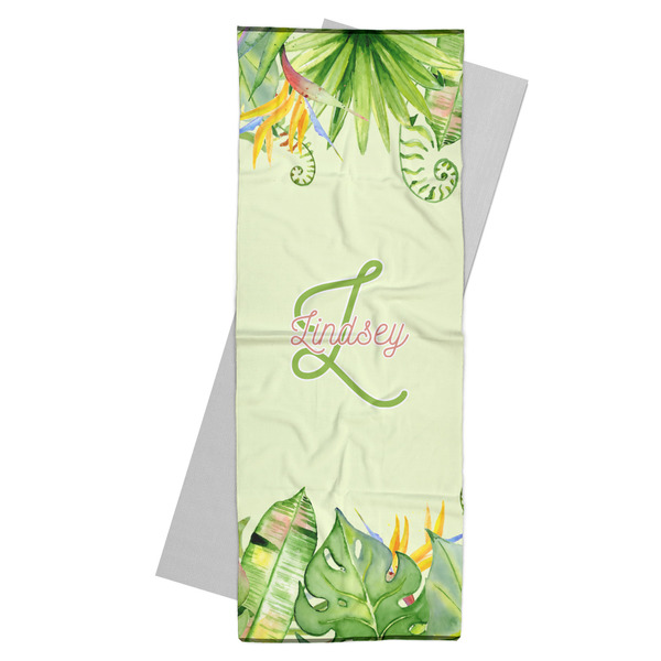Custom Tropical Leaves Border Yoga Mat Towel (Personalized)