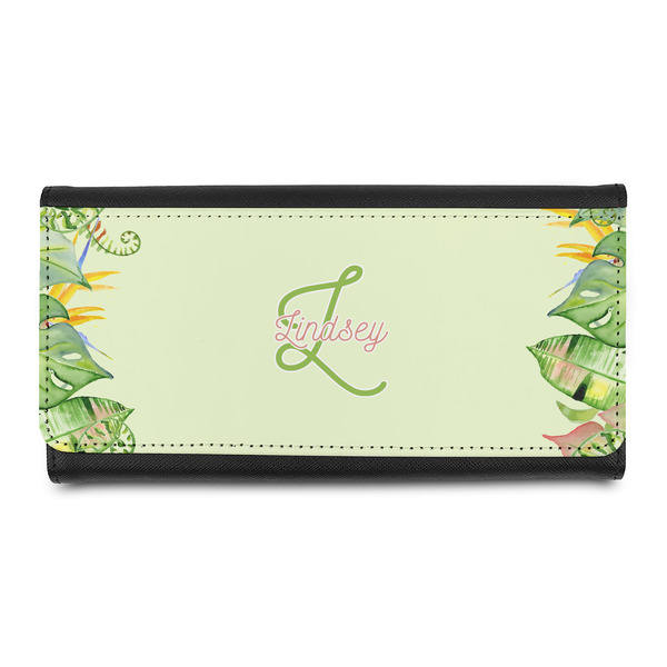 Custom Tropical Leaves Border Leatherette Ladies Wallet (Personalized)