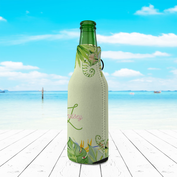 Tropical Leaves Border Zipper Bottle Cooler - LIFESTYLE