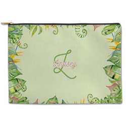 Tropical Leaves Border Zipper Pouch - Large - 12.5"x8.5" (Personalized)