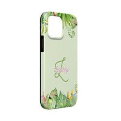 Tropical Leaves Border iPhone Case - Rubber Lined - iPhone 13 Mini (Personalized)