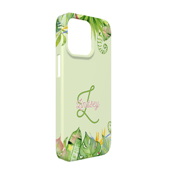 Custom Tropical Leaves Border iPhone Case - Plastic - iPhone 13 Pro (Personalized)