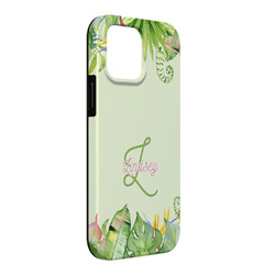 Tropical Leaves Border iPhone Case - Rubber Lined - iPhone 13 Pro Max (Personalized)