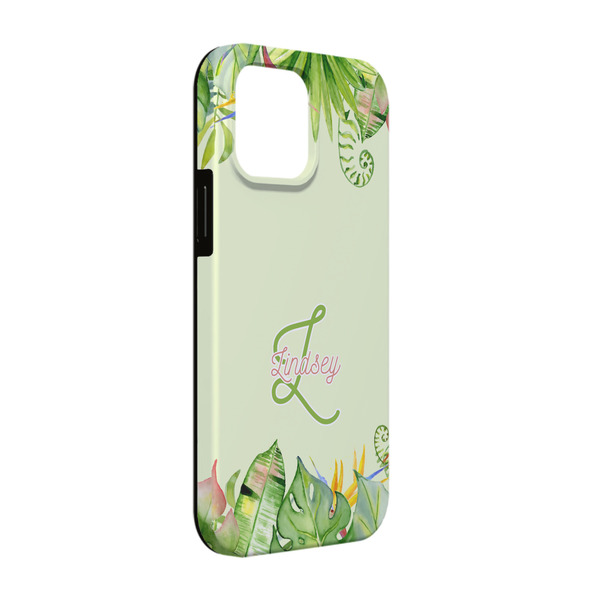 Custom Tropical Leaves Border iPhone Case - Rubber Lined - iPhone 13 Pro (Personalized)