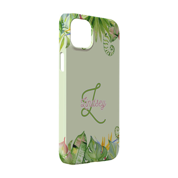 Custom Tropical Leaves Border iPhone Case - Plastic - iPhone 14 (Personalized)