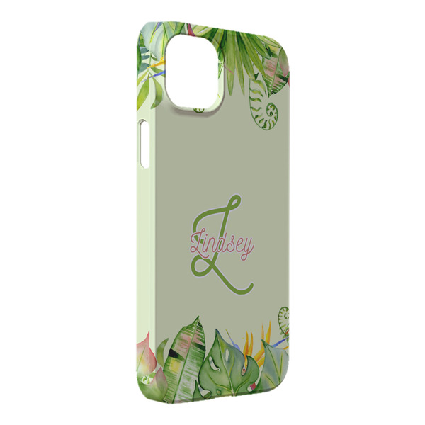 Custom Tropical Leaves Border iPhone Case - Plastic - iPhone 14 Plus (Personalized)