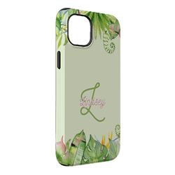 Tropical Leaves Border iPhone Case - Rubber Lined - iPhone 14 Plus (Personalized)