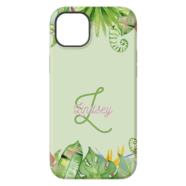 Tropical Leaves Border iPhone 14 Plus Tough Case - Back