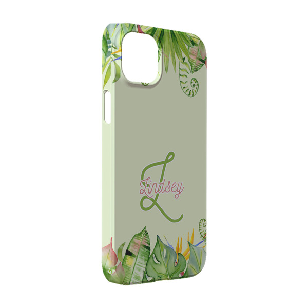 Custom Tropical Leaves Border iPhone Case - Plastic - iPhone 14 Pro (Personalized)