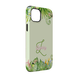 Tropical Leaves Border iPhone Case - Rubber Lined - iPhone 14 Pro (Personalized)