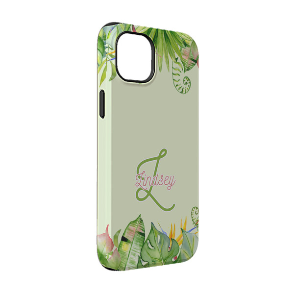 Custom Tropical Leaves Border iPhone Case - Rubber Lined - iPhone 14 Pro (Personalized)