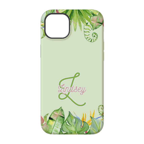 Tropical Leaves Border iPhone 14 Pro Tough Case - Back