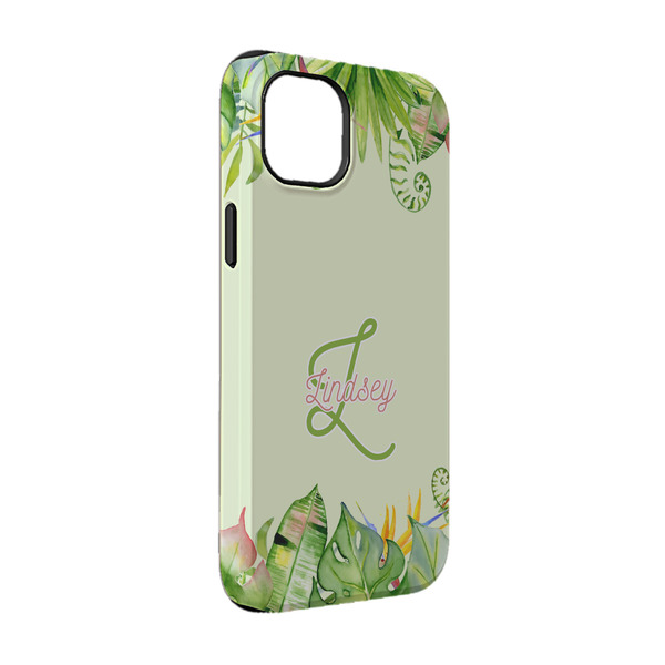 Custom Tropical Leaves Border iPhone Case - Rubber Lined - iPhone 14 (Personalized)