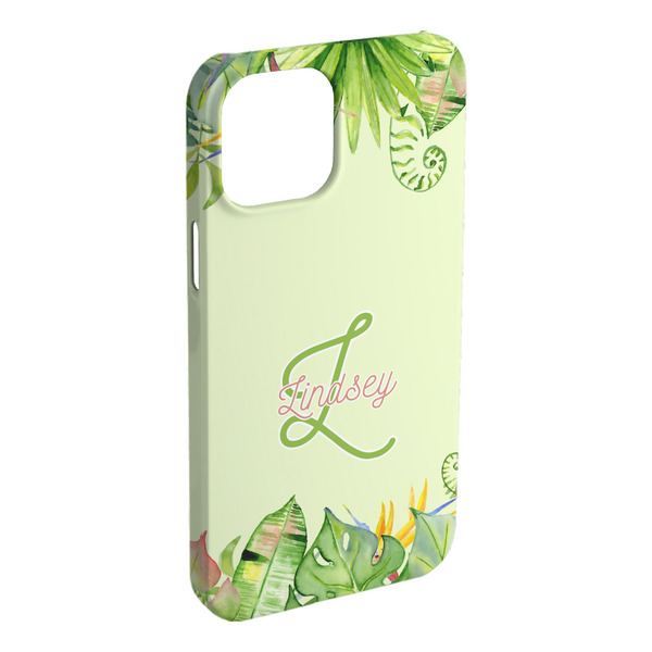 Custom Tropical Leaves Border iPhone Case - Plastic - iPhone 15 Plus (Personalized)
