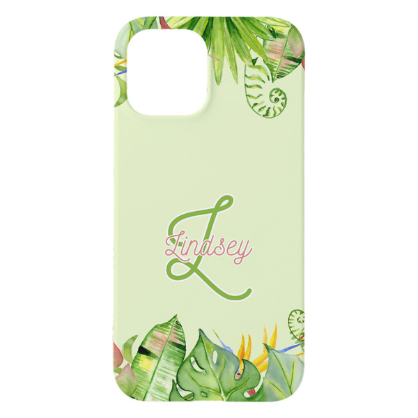 Tropical Leaves Border iPhone 15 Plus Case - Back