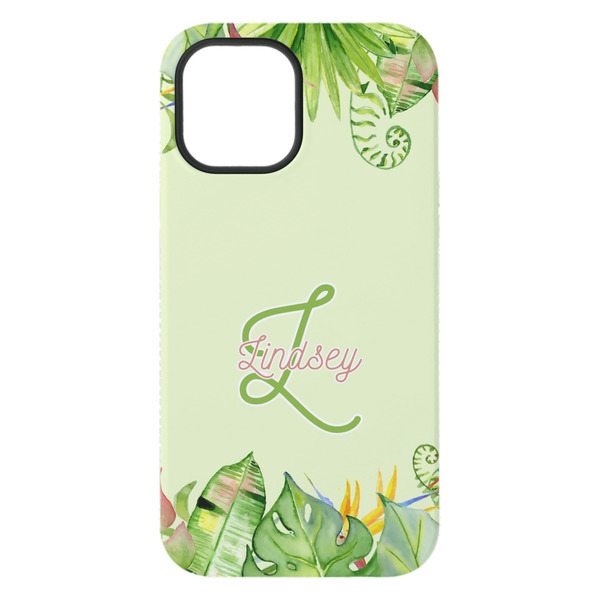 Tropical Leaves Border iPhone 15 Plus Tough Case - Back