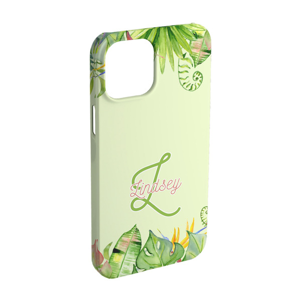 Custom Tropical Leaves Border iPhone Case - Plastic - iPhone 15 Pro (Personalized)