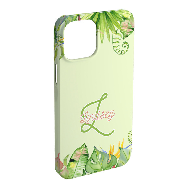 Custom Tropical Leaves Border iPhone Case - Plastic (Personalized)