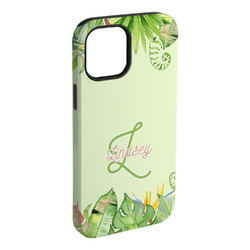 Tropical Leaves Border iPhone Case - Rubber Lined - iPhone 15 Pro Max (Personalized)