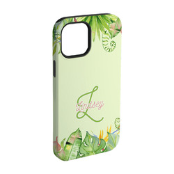 Tropical Leaves Border iPhone Case - Rubber Lined - iPhone 15 Pro (Personalized)