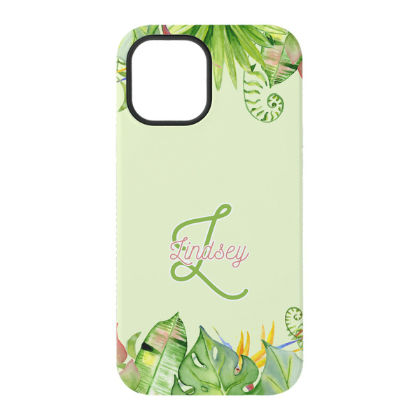 Tropical Leaves Border iPhone 15 Tough Case - Back
