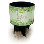 Tropical Leaves Border Black Beach Spiker Drink Holder (Personalized)