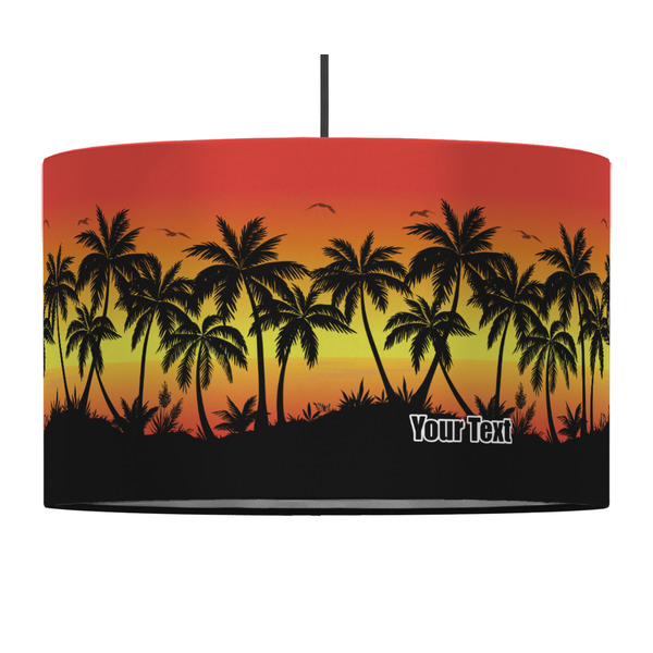 Custom Tropical Sunset 12" Drum Pendant Lamp - Fabric (Personalized)