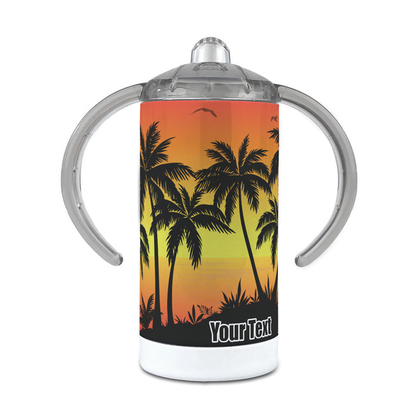 Custom Tropical Sunset 12 oz Stainless Steel Sippy Cup (Personalized)