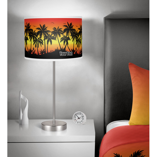 Tropical Sunset 13 inch drum lamp shade - in room