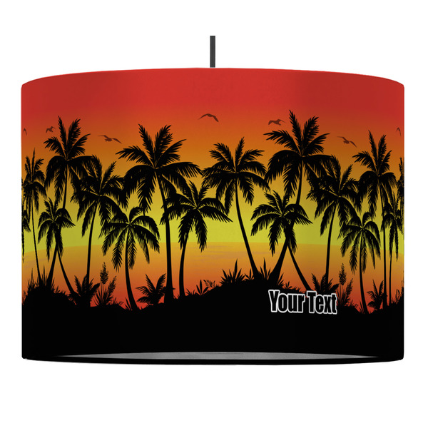 Custom Tropical Sunset 16" Drum Pendant Lamp - Fabric (Personalized)