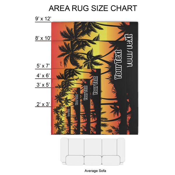 Tropical Sunset 2'x3' Indoor Area Rugs - Size Chart