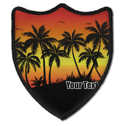 Tropical Sunset Iron On Shield Patch B w/ Name or Text