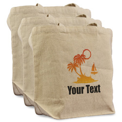Tropical Sunset Reusable Cotton Grocery Bags - Set of 3 (Personalized)