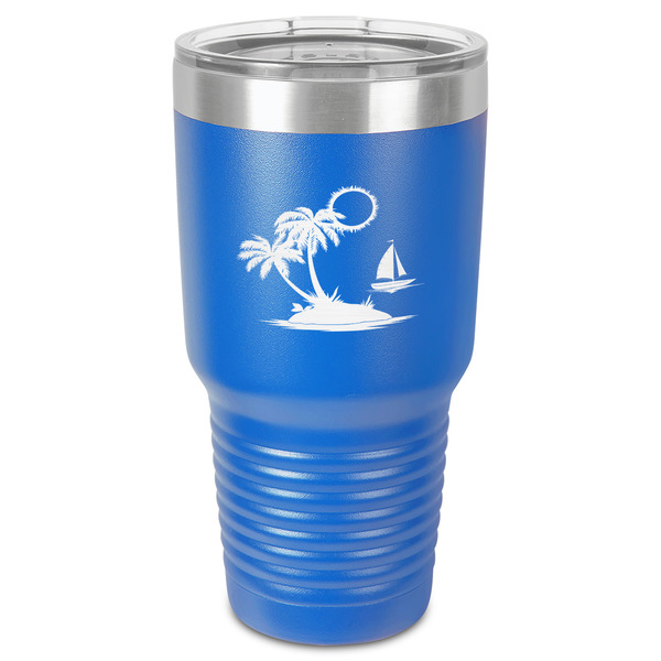 Custom Tropical Sunset 30 oz Stainless Steel Tumbler - Royal Blue - Single-Sided