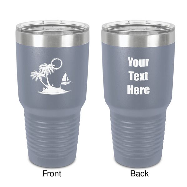 Custom Tropical Sunset 30 oz Stainless Steel Tumbler - Grey - Double-Sided (Personalized)