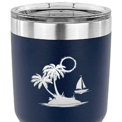 Tropical Sunset 30 oz Stainless Steel Tumbler - Navy - Single Sided