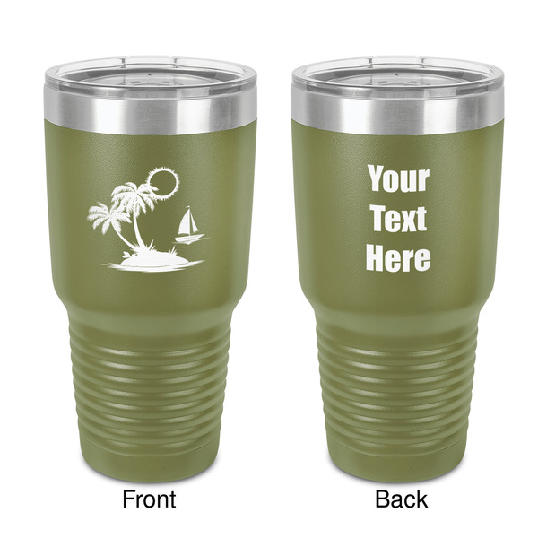 Custom Tropical Sunset 30 oz Stainless Steel Tumbler - Olive - Double-Sided (Personalized)