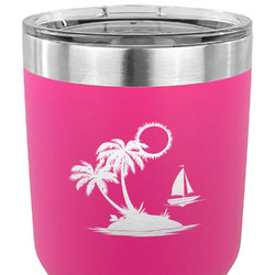 Tropical Sunset 30 oz Stainless Steel Tumbler - Pink - Double Sided (Personalized)