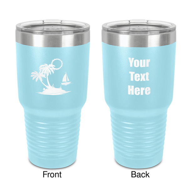 Custom Tropical Sunset 30 oz Stainless Steel Tumbler - Teal - Double-Sided (Personalized)