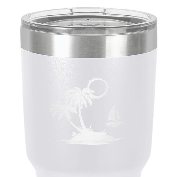 Tropical Sunset 30 oz Stainless Steel Ringneck Tumbler - White - Close Up