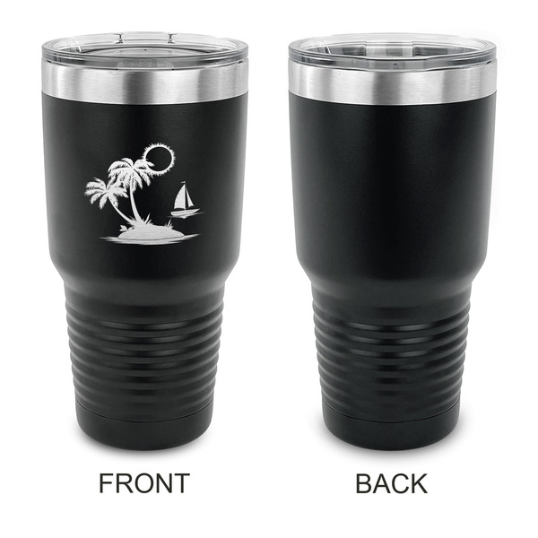 Tropical Sunset 30 oz Stainless Steel Ringneck Tumblers - Black - Single Sided - APPROVAL