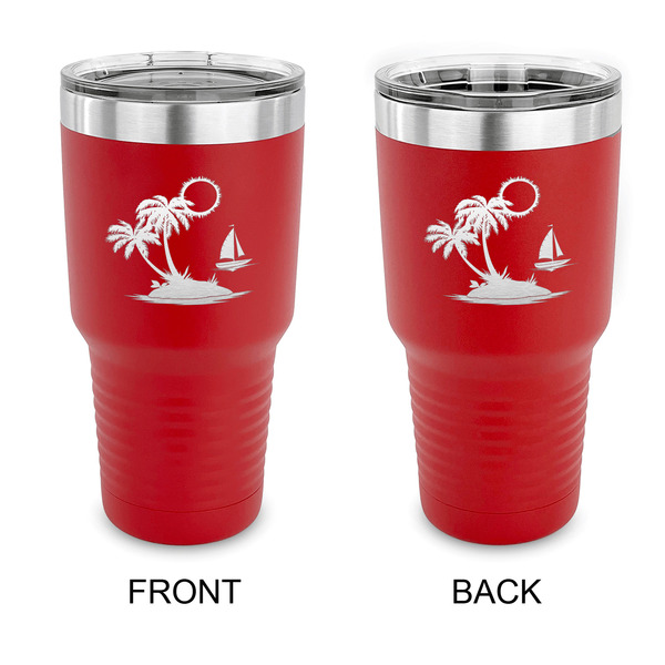 Custom Tropical Sunset 30 oz Stainless Steel Tumbler - Red - Double Sided (Personalized)